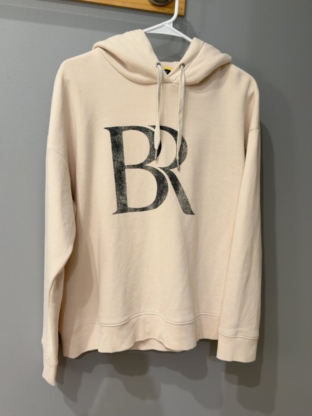 Banana Republic BR Logo Hoodie, Cream, Oversized Sweatshirt, Size M